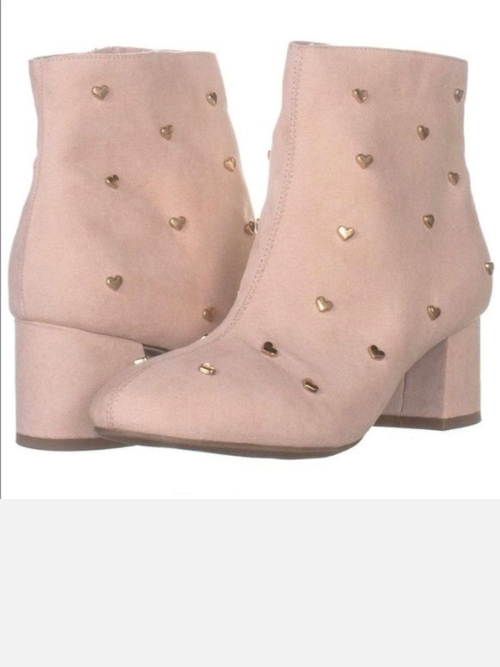 Bar III Jadine Women’s Blush Pink Heart Stud Suede Ankle Boots